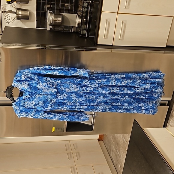 💕THE KOOPLES💕 Long Dress ~ Blue Floral Print Size 3 = EU 40 Large - Picture 11 of 16